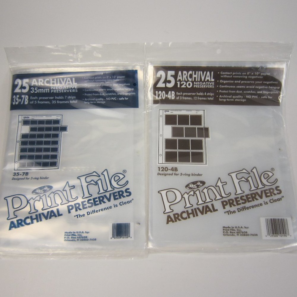 Print File Archival Negative Preservers Lot of Two Packages: 35-7B + 120-4B - Ne